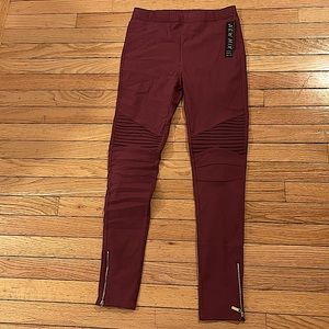 BURGUNDY MOTO LEGGINGS❤️ L/XL